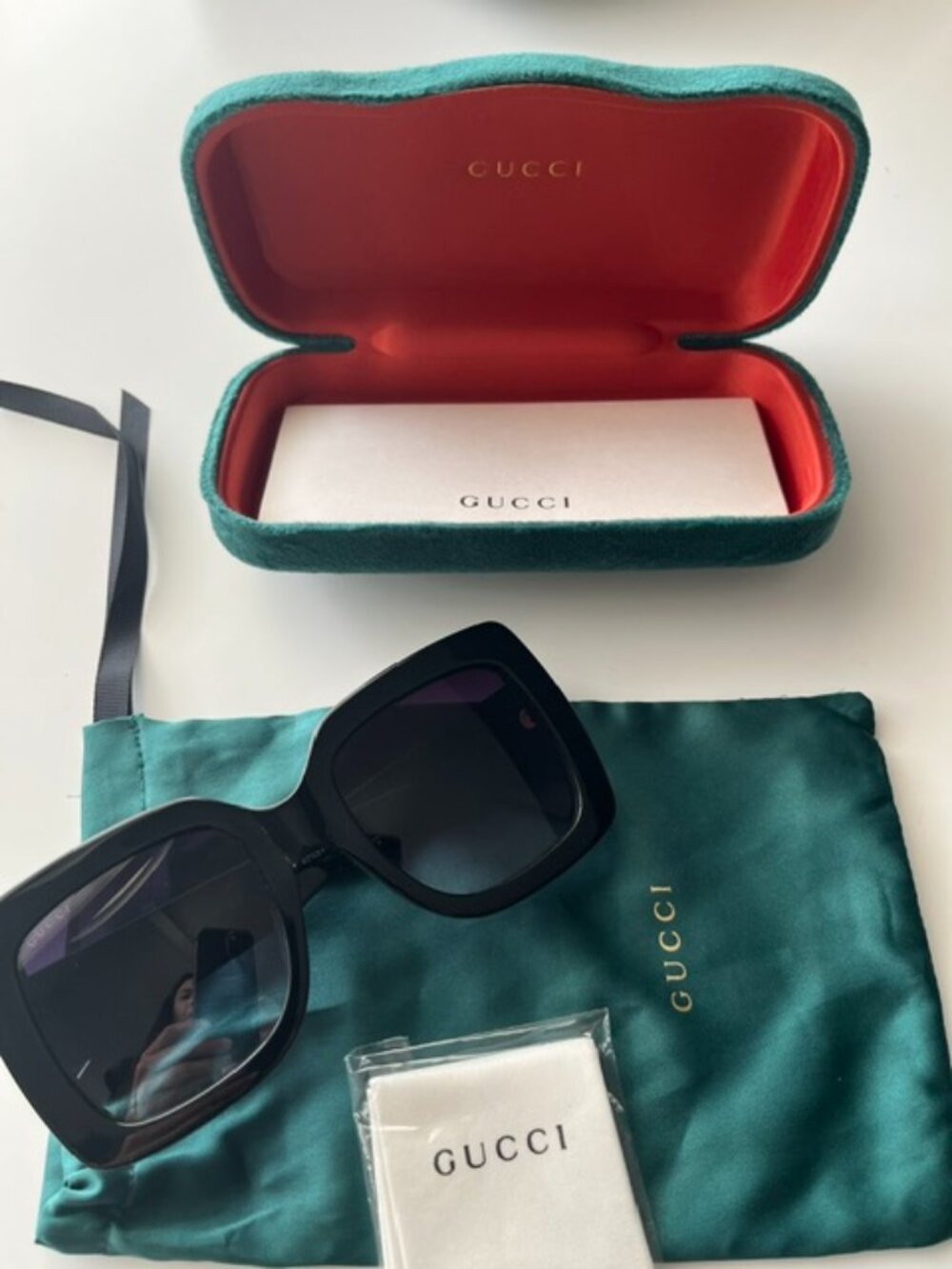 Gucci GG0083S Women's Oversized Square Black Frame Sunglasses